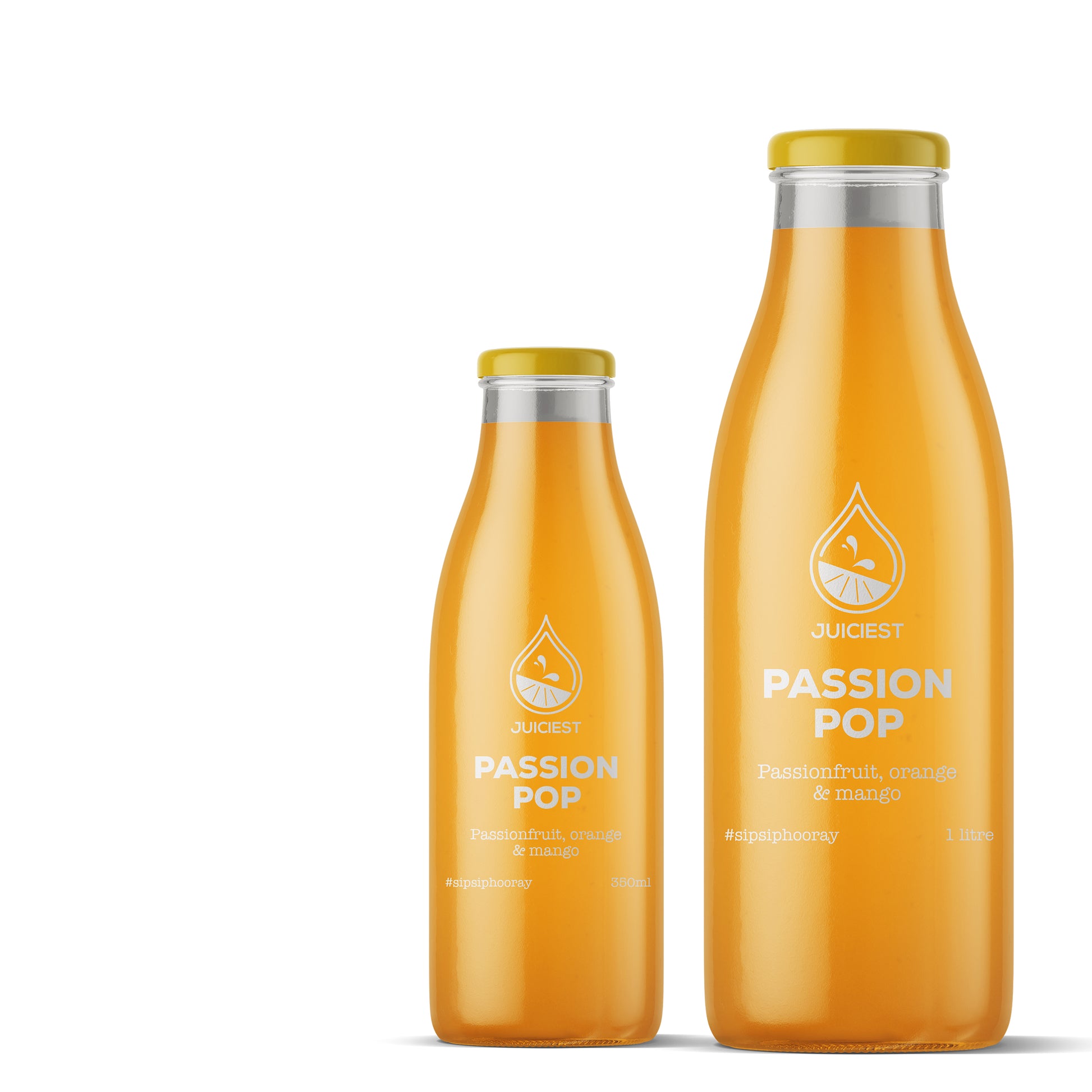 Juiciest Passion Pop 350ml and 1L bottles